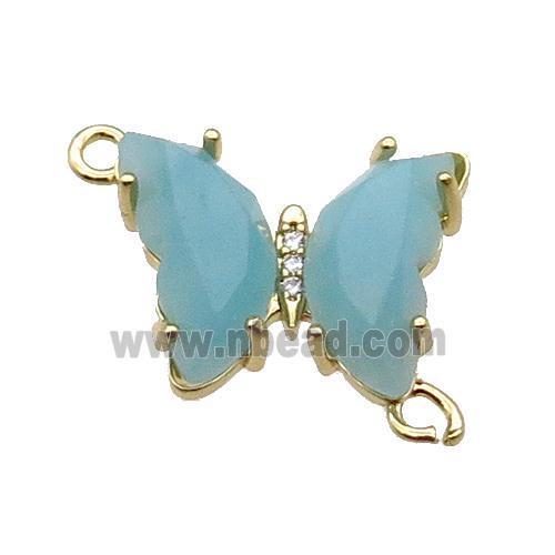 Blue Amazonite Butterfly Connector Gold Plated