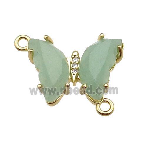 Green Aventurine Butterfly Connector Gold Plated