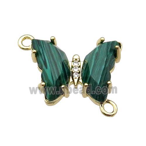 Green Synthetic Malachite Butterfly Connector Gold Plated