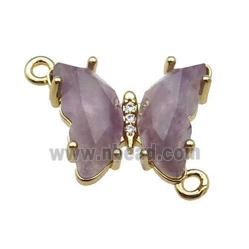 Purple Amethyst Butterfly Connector Gold Plated