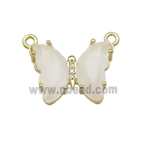 Clear Quartz Butterfly Pendant With 2loops Gold Plated
