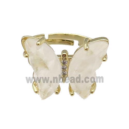 Clear Quartz Ring Adjustable Gold Plated