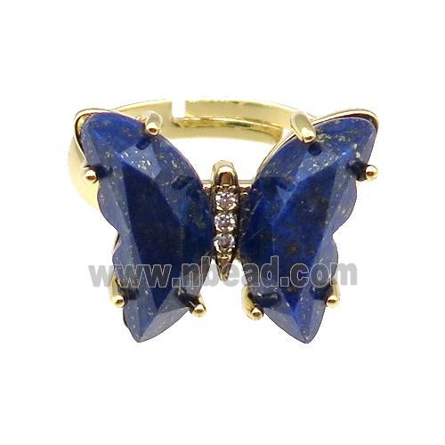 Blue Lapis Lazuli Ring Adjustable Gold Plated