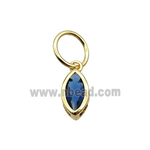 Copper Eye Pendant Pave Blue Crystal Gold Plated