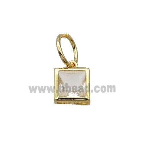 Copper Square Pendant Pave Clear Crystal Gold Plated