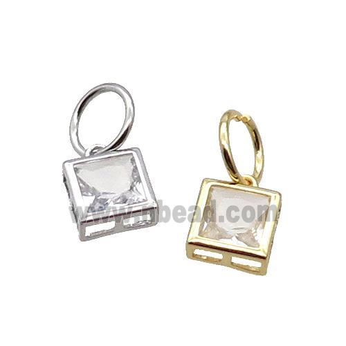 Copper Square Pendant Pave Clear Crystal Mixed