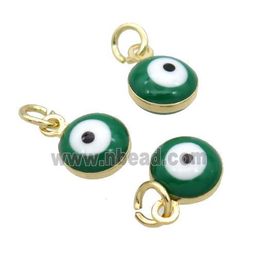 Copper Evil Eye Pendant Green Enamel 18K Gold Plated