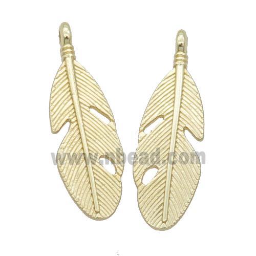 Alloy Feather Pendant 18K Gold Plated