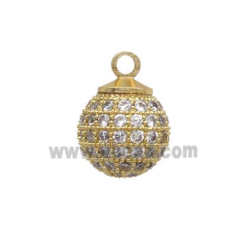 Copper Ball Pendants Round Pave Zircon Unfade 18K Gold Plated