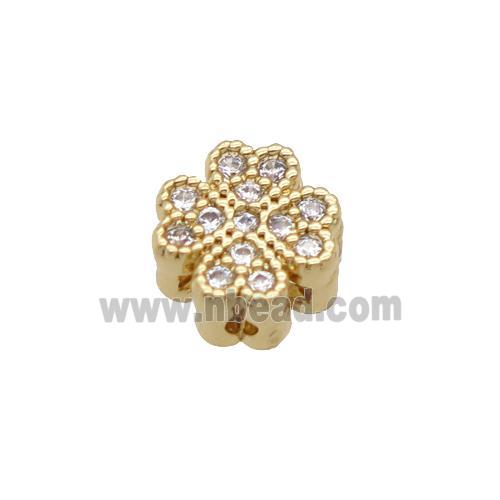 Copper Clover Beads Pave Zircon Unfade 18K Gold Plated