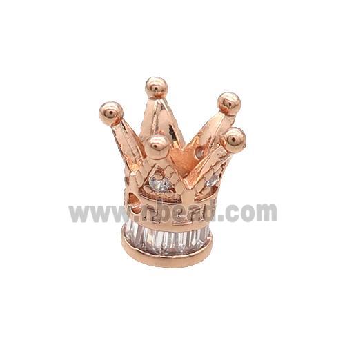 Copper Crown Beads Pave Zircon Unfade Rose Gold