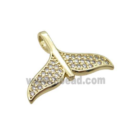 Copper Shark-Tail Pendant Pave Zircon Unfade 18K Gold Plated