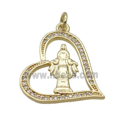 Copper Heart Pendant Angel Pave Zircon Unfade 18K Gold Plated