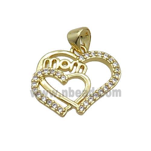 Copper Heart Pendant Mom Pave Zircon Unfade 18K Gold Plated