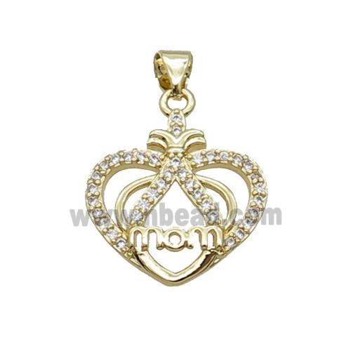 Copper Heart Pendant Pave Zircon Mom Unfade 18K Gold Plated