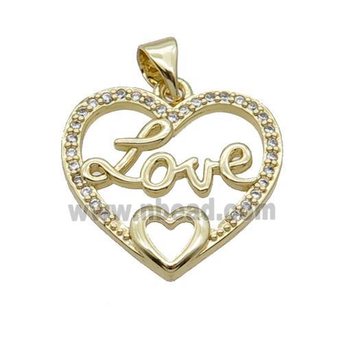 Copper Heart Pendant Pave Zircon Love Unfade 18K Gold Plated