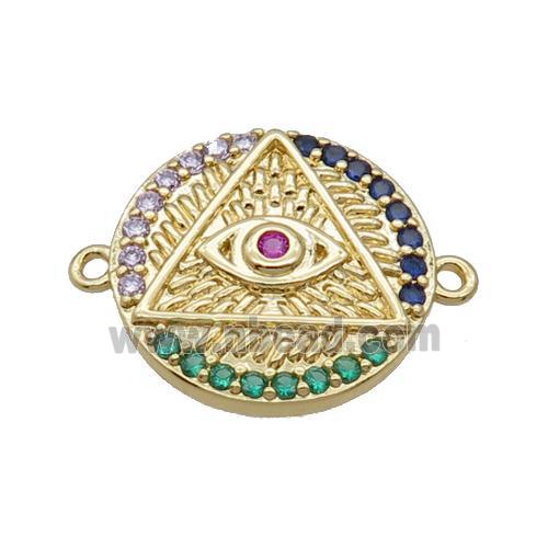 Copper Circle Connector Triangle Eye Pave Zircon Unfade 18K Gold Plated