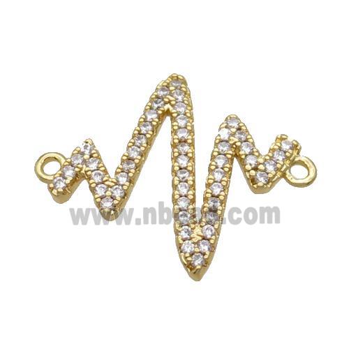 Copper Cardiogram Connector Pave Zircon Unfade 18K Gold Plated