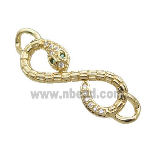 Copper Snake Connector Pave Zircon Unfade 18K Gold Plated