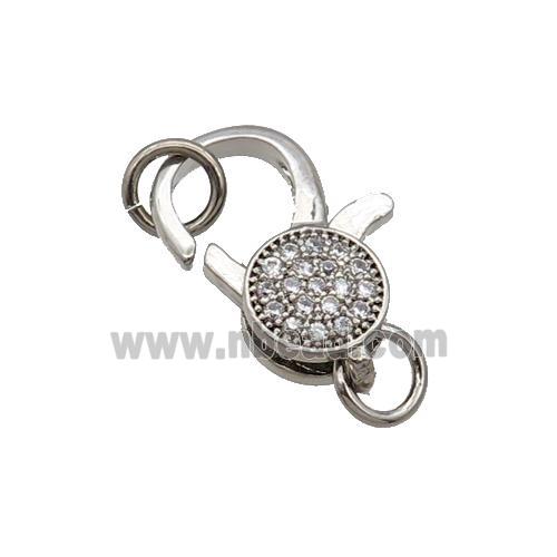Copper Lobster Clasp Pave Zircon Unfade Platinum Plated