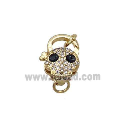 Copper Lobster Clasp Pave Zircon Skull Unfade 18K Gold Plated