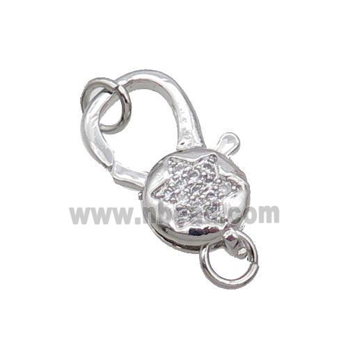 Copper Lobster Clasp Pave Zircon Star Unfade Platinum Plated