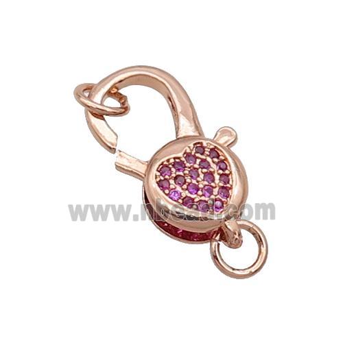 Copper Lobster Clasp Pave Zircon Heart Unfade Rose Gold