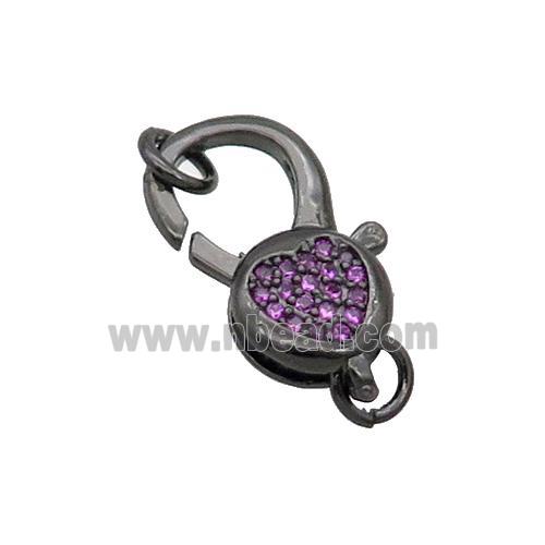 Copper Lobster Clasp Pave Zircon Heart Unfade Black Plated