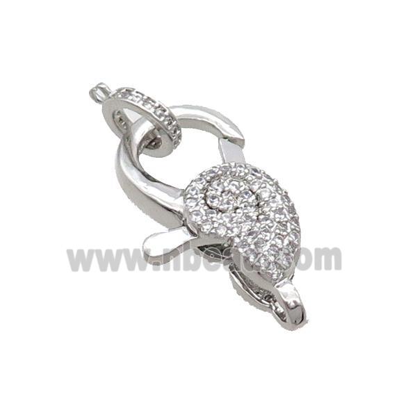 Copper Lobster Clasp Pave Zircon Snail Unfade Platinum Plated
