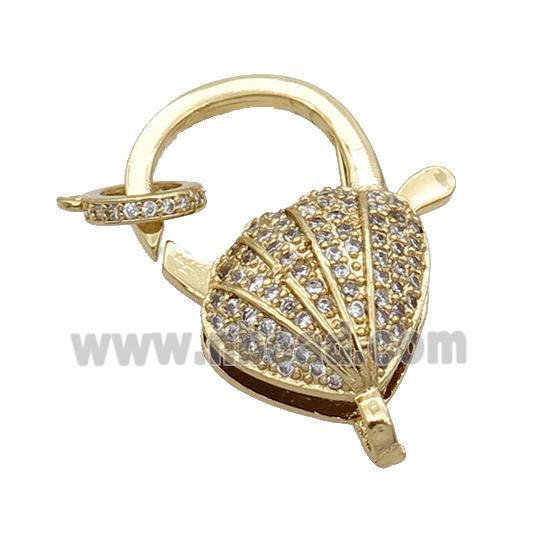 Copper Lobster Clasp Pave Zircon Clamshell Unfade 18K Gold Plated
