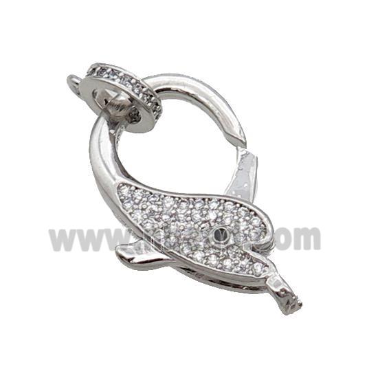 Copper Lobster Clasp Pave Zircon Dolphin Unfade Platinum Plated