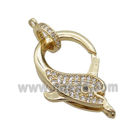 Copper Lobster Clasp Pave Zircon Dolphin Unfade 18K Gold Plated