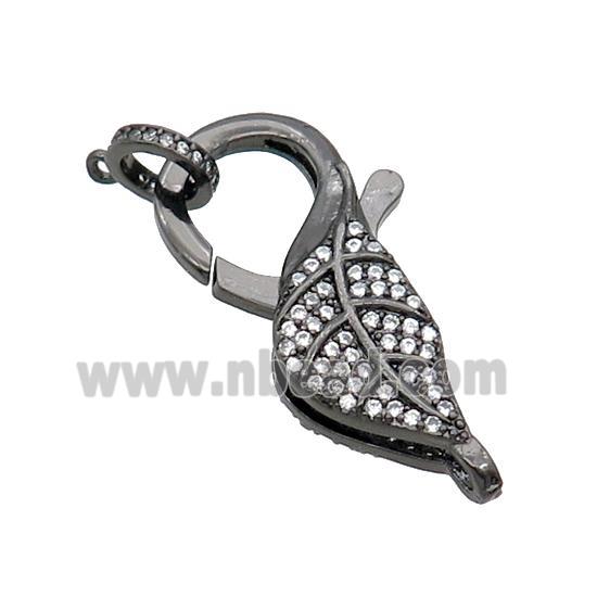 Copper Lobster Clasp Pave Zircon Leaf Unfade Black Plated