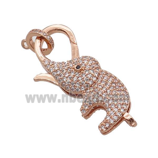 Copper Lobster Clasp Pave Zircon Elephant Unfade Rose Gold