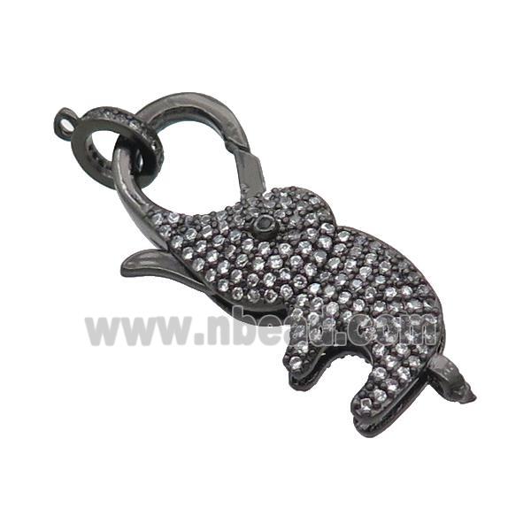 Copper Lobster Clasp Pave Zircon Elephant Unfade Black Plated