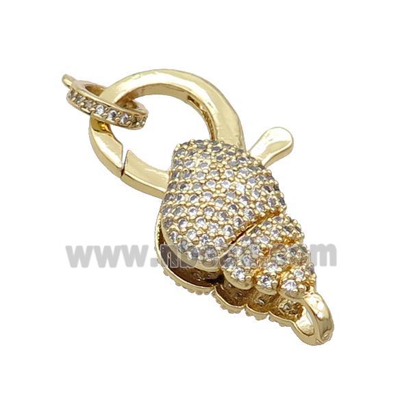 Copper Lobster Clasp Pave Zircon Conch Unfade 18K Gold Plated