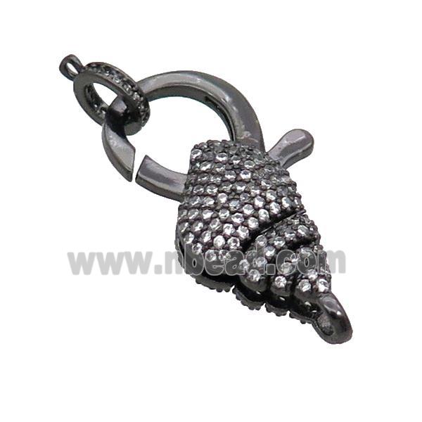 Copper Lobster Clasp Pave Zircon Conch Unfade Black Plated