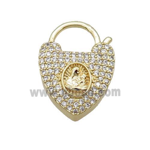 Copper Heart Clasp Pave Zircon Unfade 18K Gold Plated