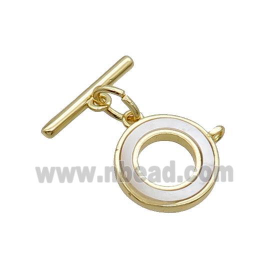 Copper Toggle Clasp Pave Shell Unfade 18K Gold Plated