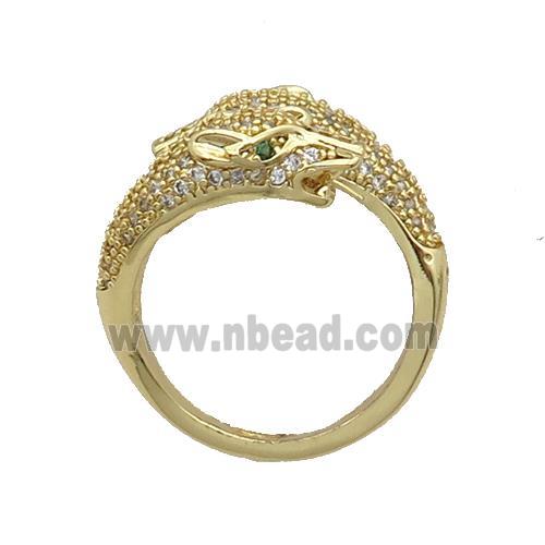 Copper Ring Pave Zircon Leopard Gold Plated