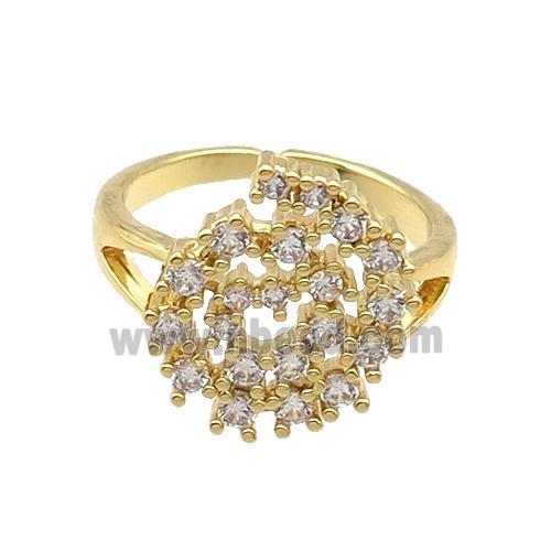 Copper Ring Rebirth Pave Zircon Adjustable Gold Plated