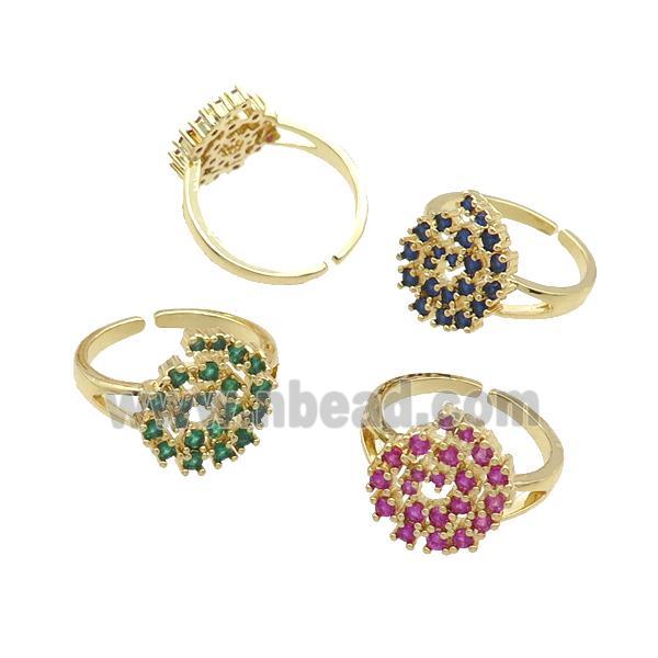 Copper Ring Rebirth Pave Zircon Adjustable Gold Plated Mixed