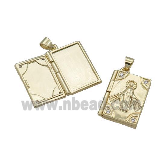 Copper Locket Pendant Virgin Mary Rectangle Gold Plated