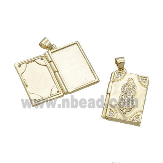 Copper Locket Pendant Virgin Mary Rectangle Gold Plated