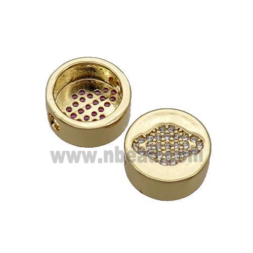 Copper Button Beads Pave Zircon Planet Gold Plated