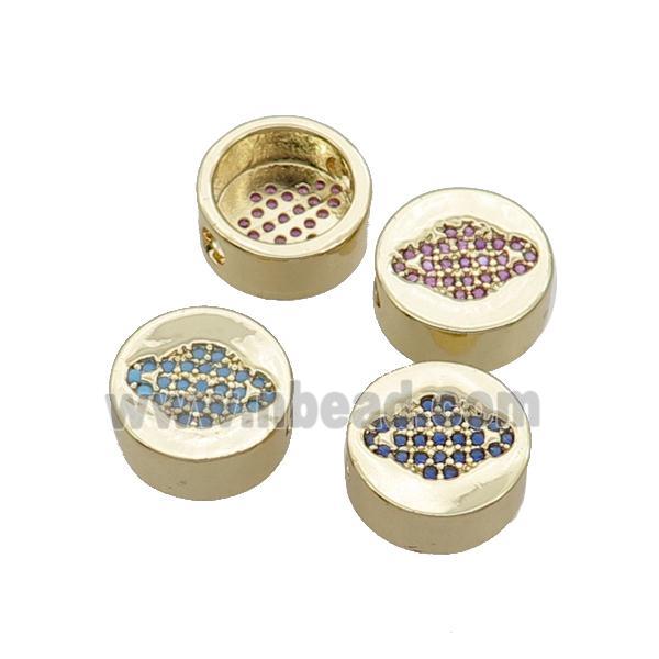 Copper Button Beads Pave Zircon Planet Gold Plated Mixed