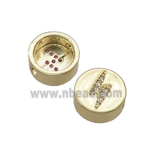 Copper Button Beads Pave Zircon Lightning Gold Plated