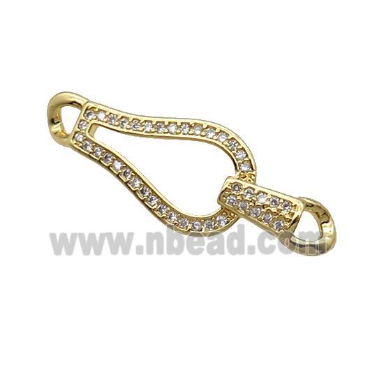 Copper Connector Pave Zircon Gold Plated