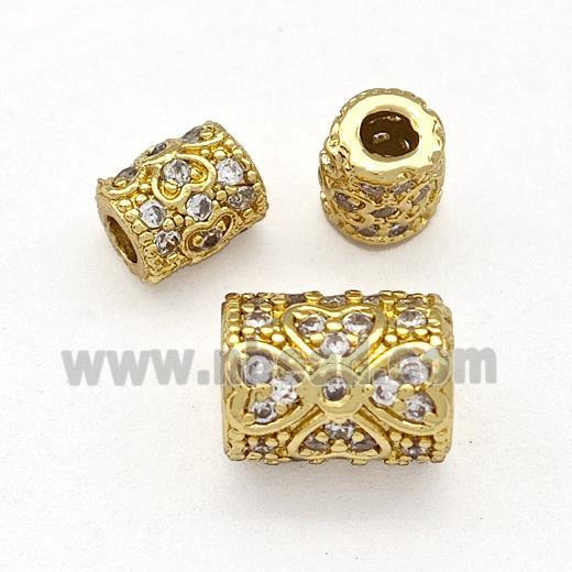 Copper Tube Beads Pave Zircon Gold Plated