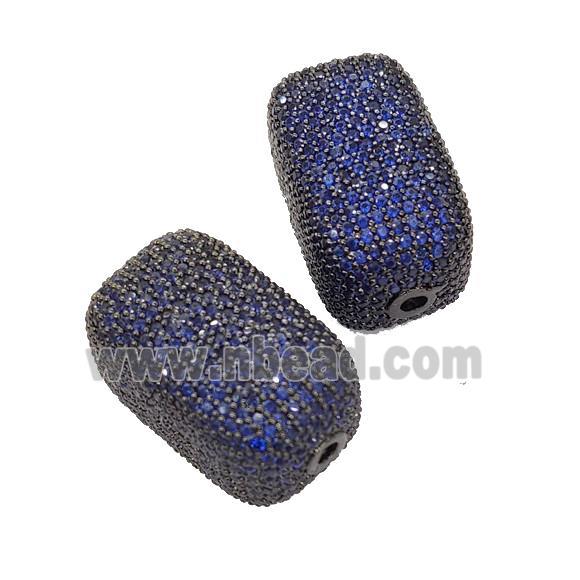 Copper Cuboid Beads Pave Blue Zircon Black Plated